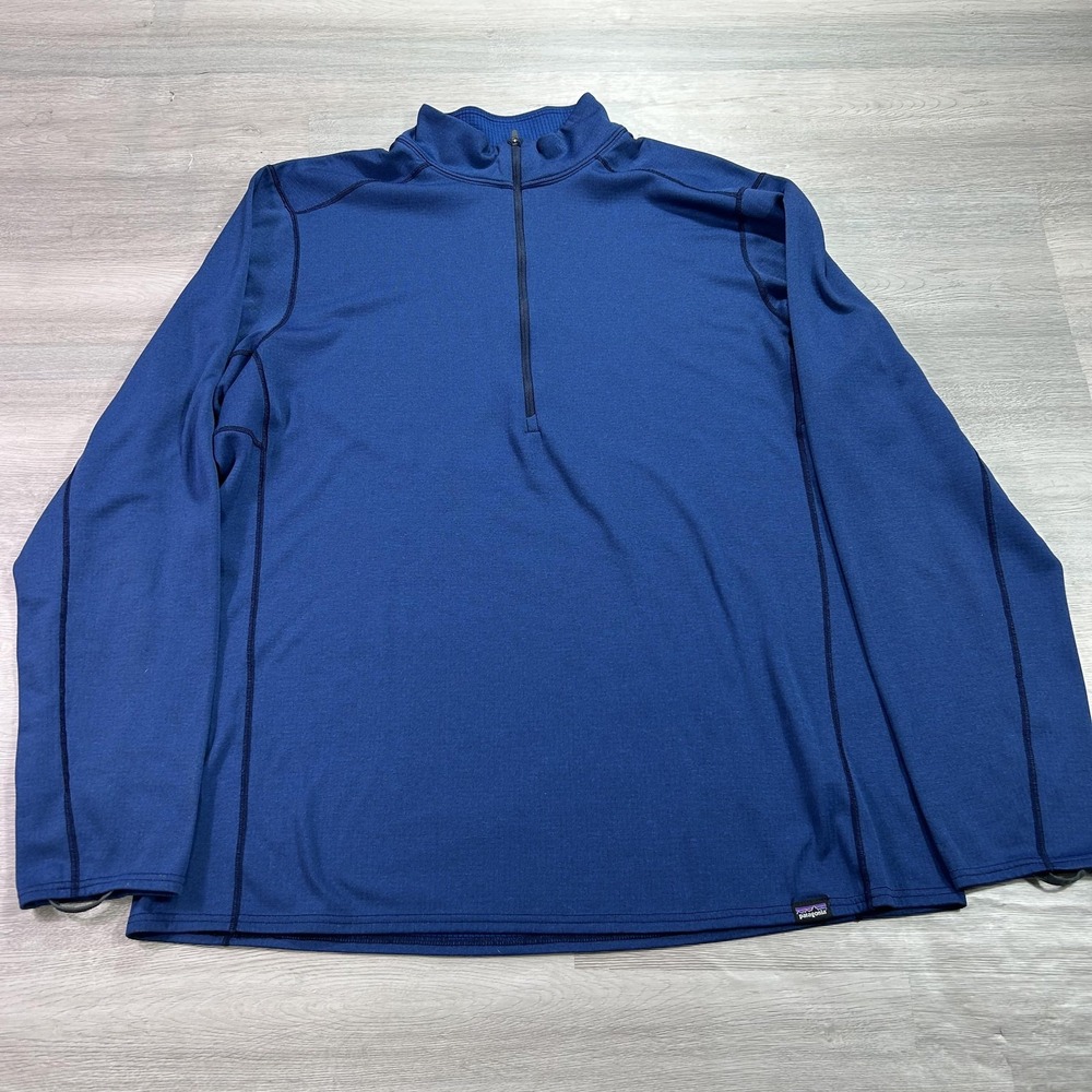 Patagonia Capilene Midweight Pullover Mens XL Blue 1/4 Zip Long Sleeve Top